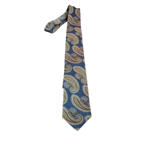 Bruno Piattelli Roma Regal Blue/Gold Paisley Men's Tie - Picture 8 of 14